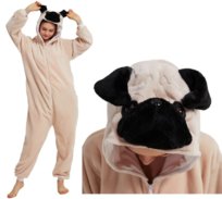 MOPS Pies Piesek PIŻAMA Kombinezon Przebranie Kigurumi Onesie S 146-154 cm