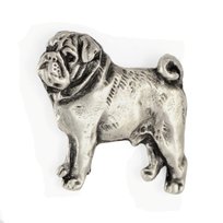 Mops, Pug, Carlin  - posrebrzana broszka z psem, elegancki pin, ozdoba klapy marynarki marki Art-Dog