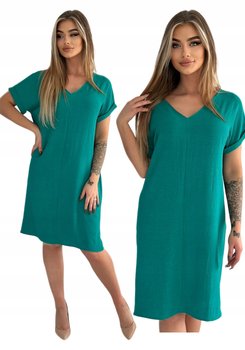 Morska Zwiewna Sukienka na Wiosne Lato z Dekoltem w Serek Rozmiar 38 - Inna marka