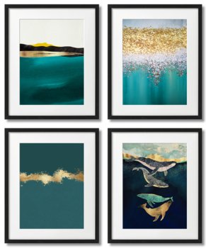 Morski Kolor Plakaty Z Wielorybami - DEKORAMA