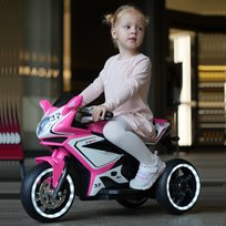 Motocykl dla dzieci, zabawki na akumulator do jazdy, elektryczny motocykl dla dzieci 3-4 lat dla chłopców i dziewczynek z pedałem nożnym, starterem, muzyką / światłami / świecącymi kołami