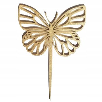 Motyl topper drewniany motylek dekoracja ZŁOTY - Pamario