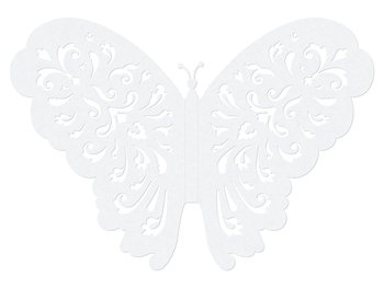 Motylki ozdobne, biały, 14 cm, 10 sztuk