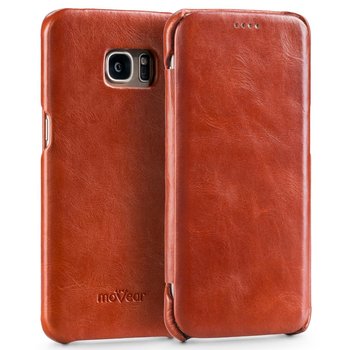 moVear flipSide S - Skórzane etui do Samsung Galaxy S7 edge (5.5") | Pokrowiec slim case, Skóra naturalna vintage (Brązowy) - moVear