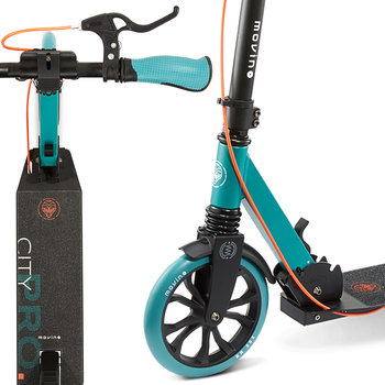 Movino, hulajnoga miejska City Pro, koła 200 mm, łożyska ABEC-7, 2 hamulce (ręczny, nożny), green-orange - Movino