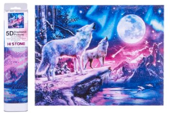 Mozaika Diamentowa 30x40cm Norimpex Wilk na skarpie nocą - Norimpex