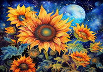 Mozaika diamentowa słoneczniki 2