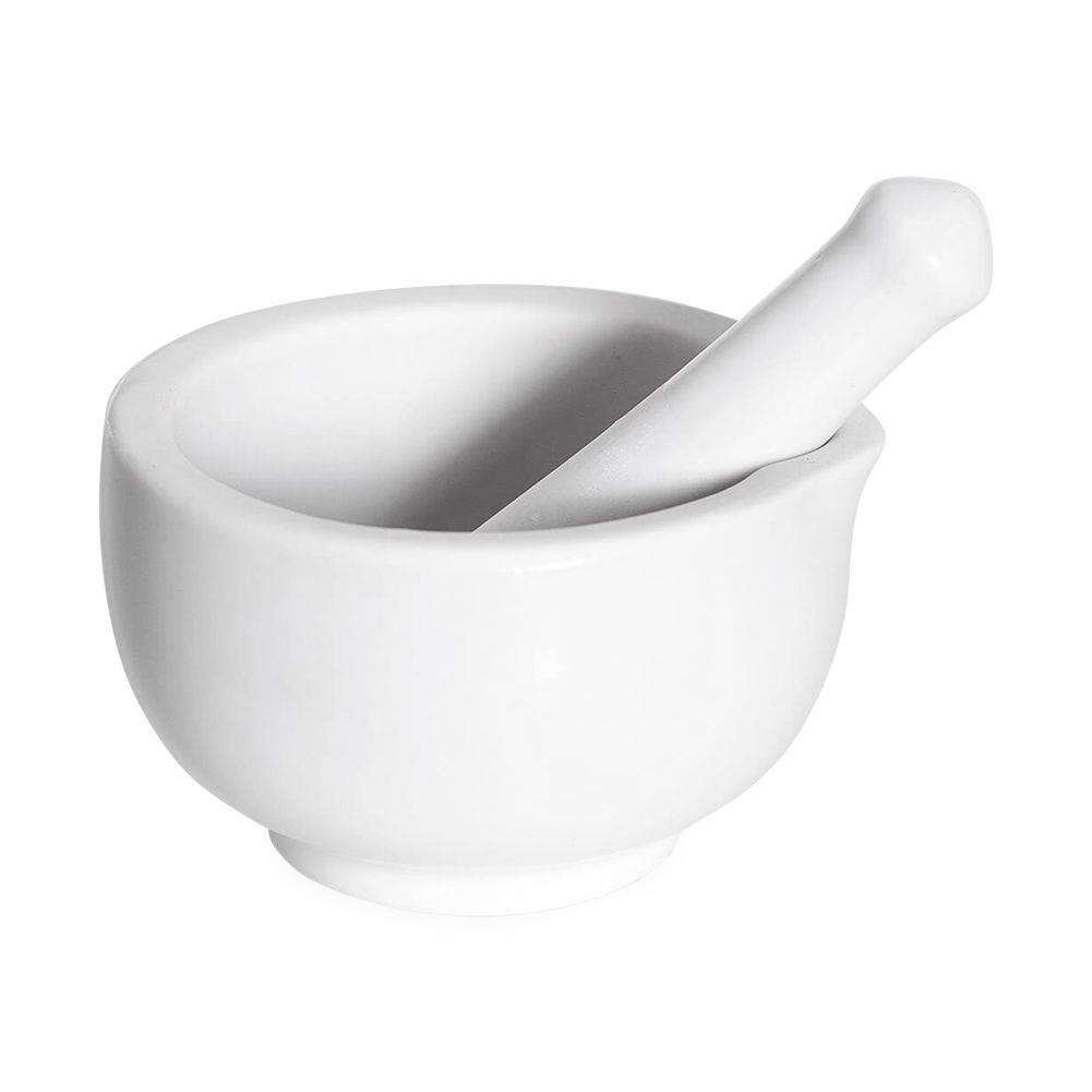 Moździerz ceramiczny BIAŁYDOM KD7659 - 8 cm biały solidny tłuczek kuchenny przyprawy zioła pesto zmywarka mikrofalówka