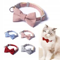 Mucha Muszka Obroża dla Psa Kota Różowa Smycz Ozdoba Kokardka Kokarda