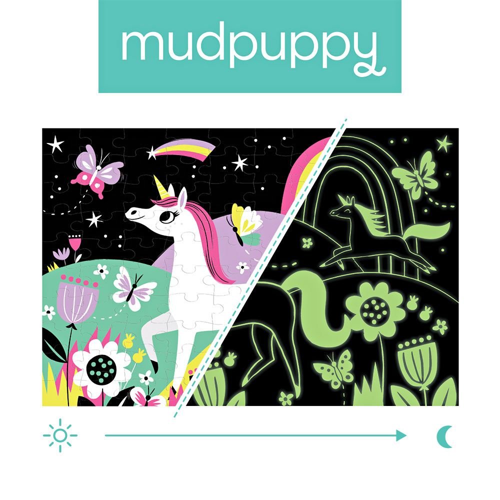 Mudpuppy, puzzle, Jednorożce, świecące w ciemności, 100 el.