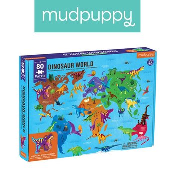 Mudpuppy, puzzle, Świat dinozaurów z elementami w kształcie dinozaurów, 80 el. - Mudpuppy