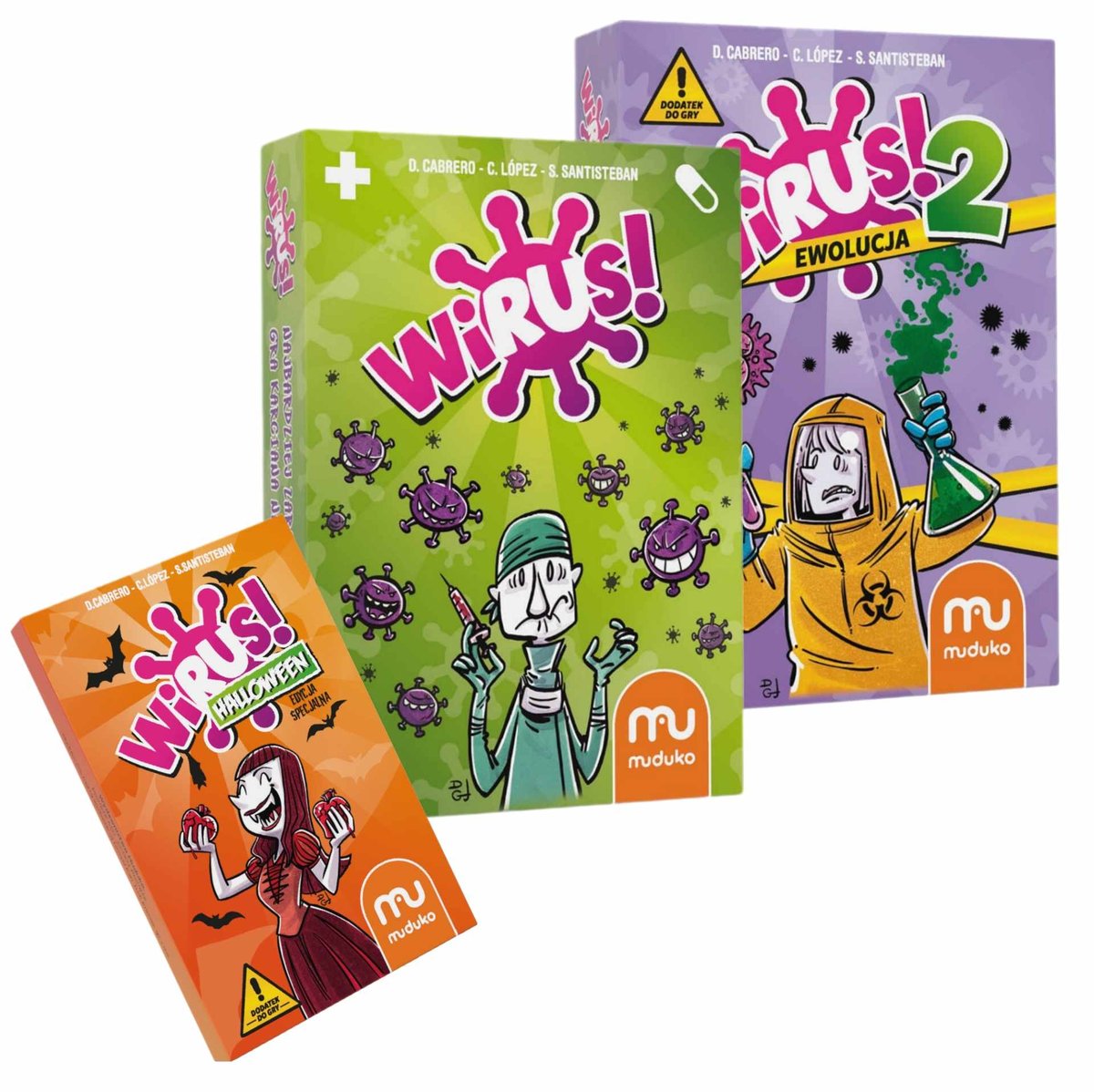 Muduko Pakiet Gier. Wirus + Wirus 2! Ewolucja + dodatek Wirus Halloween, dodatek do gry