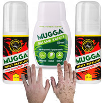 Mugga DEET 50% Roll-onna komary kleszcze Zestaw 2x Mugga mleczko + balsam