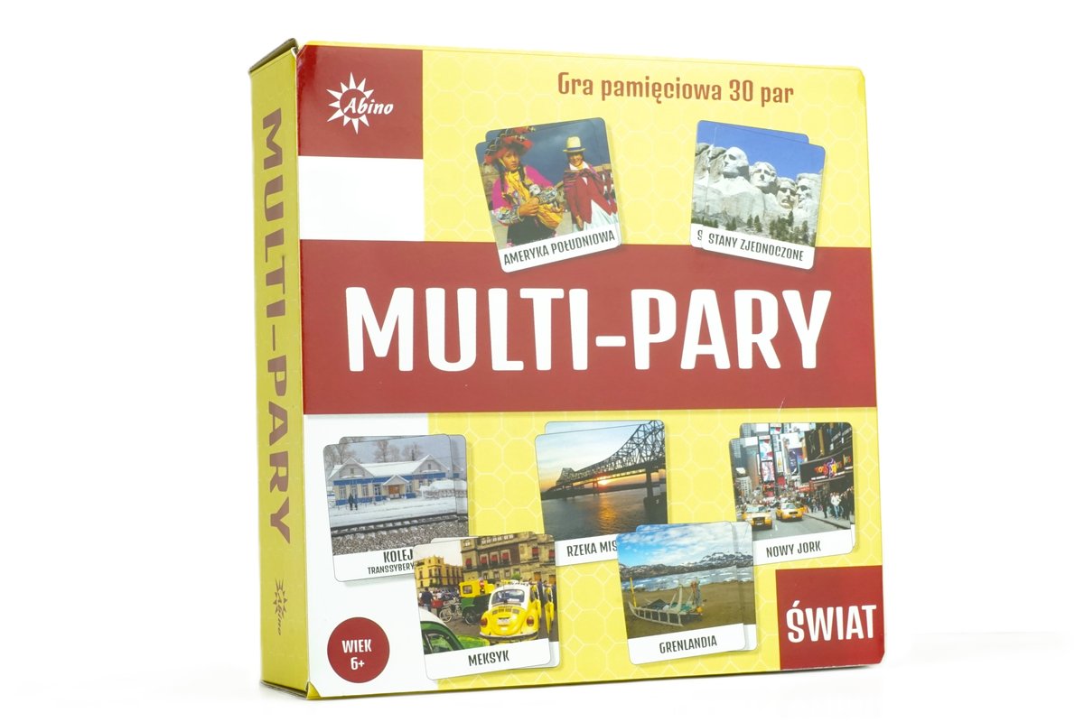 MULTI-PARY ŚWIAT gra pamięciowa, gra planszowa, Abino
