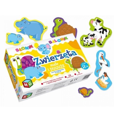 Multigra, puzzle, Słonik Balonik, Zwierzęta Małe i Duże, 6w1