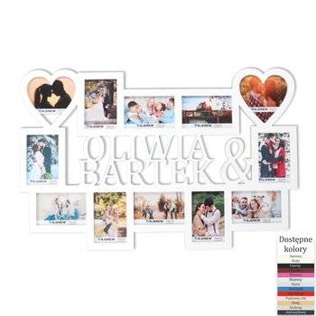 Multirama ramka na zdjęcia z Imionami 10 zdjęć serca rocznica - Wajdrew