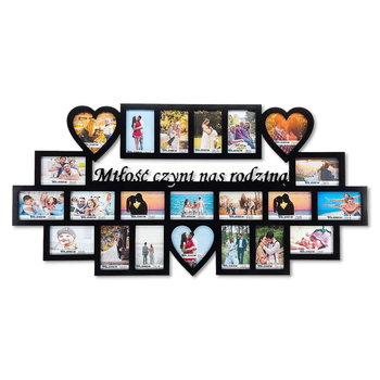 Multirama ramka na zdjęcia z napisem Miłość czyni nas rodziną 22 zdjęć serca - Wajdrew