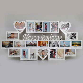Multirama ramka na zdjęcia z napisem  Nasza Rodzina 22 zdjęć serca prezent na święta - Wajdrew
