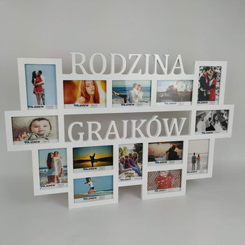 Multirama ramka na zdjęcia z napisem  Rodzina Nazwisko mdf 14 zdjęć - Wajdrew