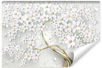 Muralo, Fototapeta ścienna do salonu, białe kwiaty,  368x254 cm - Muralo