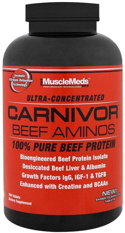 Фото - Амінокислоти MuscleMeds Suplement diety,  - Carnivor Beef Aminos, 300 tabletek 