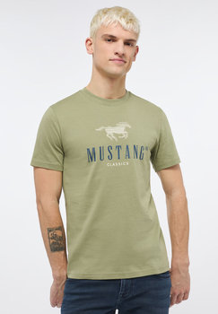 Mustang Alex C Print Męski T-Shirt Koszulka Logo Nadruk Oil Green 1013808 6273-S - Inna marka