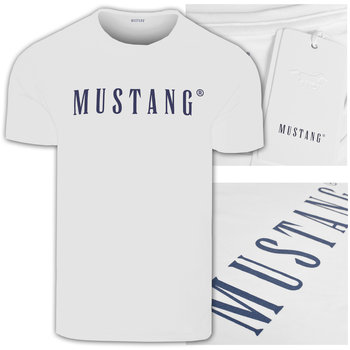 Mustang Koszulka Męska T-shirt Bawełniana 4222 Biała Rozmiar 2XL - Mustang
