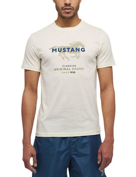 Mustang Męski T-Shirt Kremowa Koszulka L - Mustang