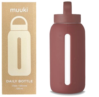 Muuki Butelka Motywacyjna Na Wodę, Szklana, 720Ml Chocolate Plum - MUUKI