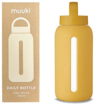 Muuki Butelka Motywacyjna Na Wodę, Szklana, 720ml Honey Mustard - MUUKI