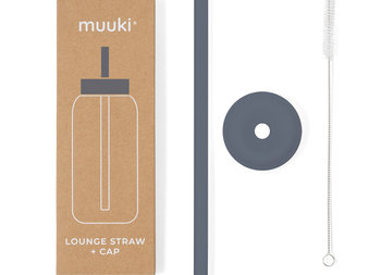 Muuki Silikonowa słomka i nasadka wielokrotnego użytku do butelki Smoke Grey 720 ml - MUUKI