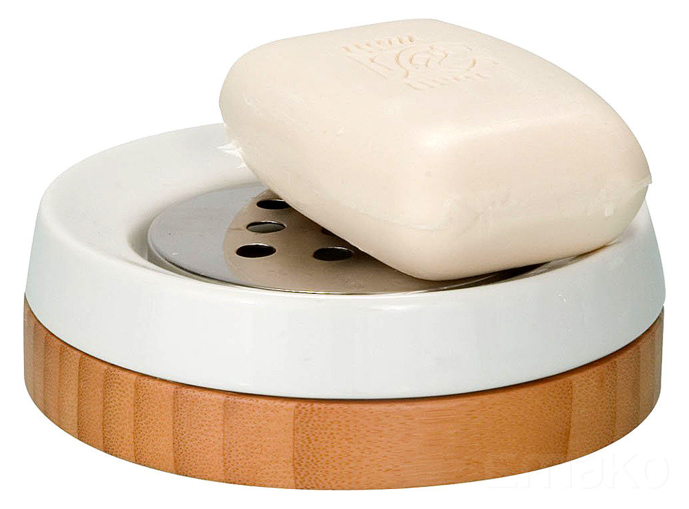 Mydelniczka WENKO Bamboo Bath, 12x4 cm, biała