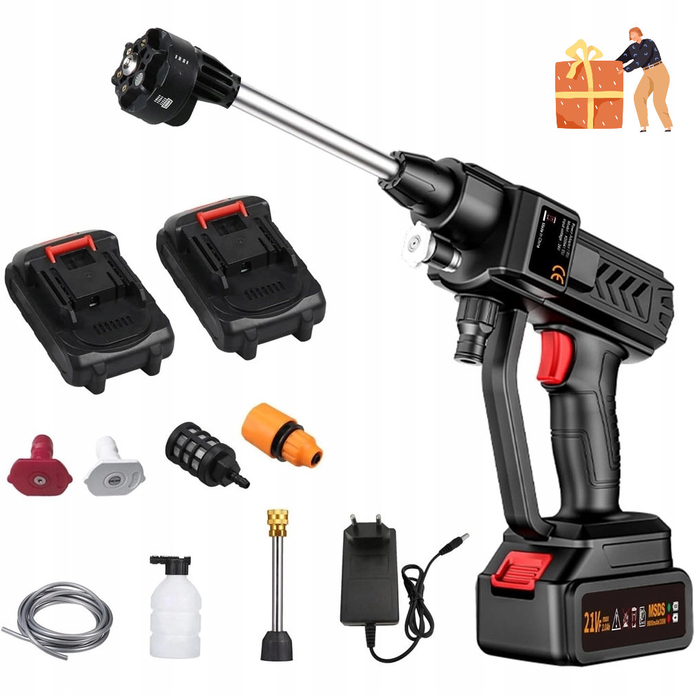 MYJKA CIŚNIENIOWA AKUMULATOROWA BEZPRZEWODOWA DO KOSTKI AUTA 650W+2 BATERIE