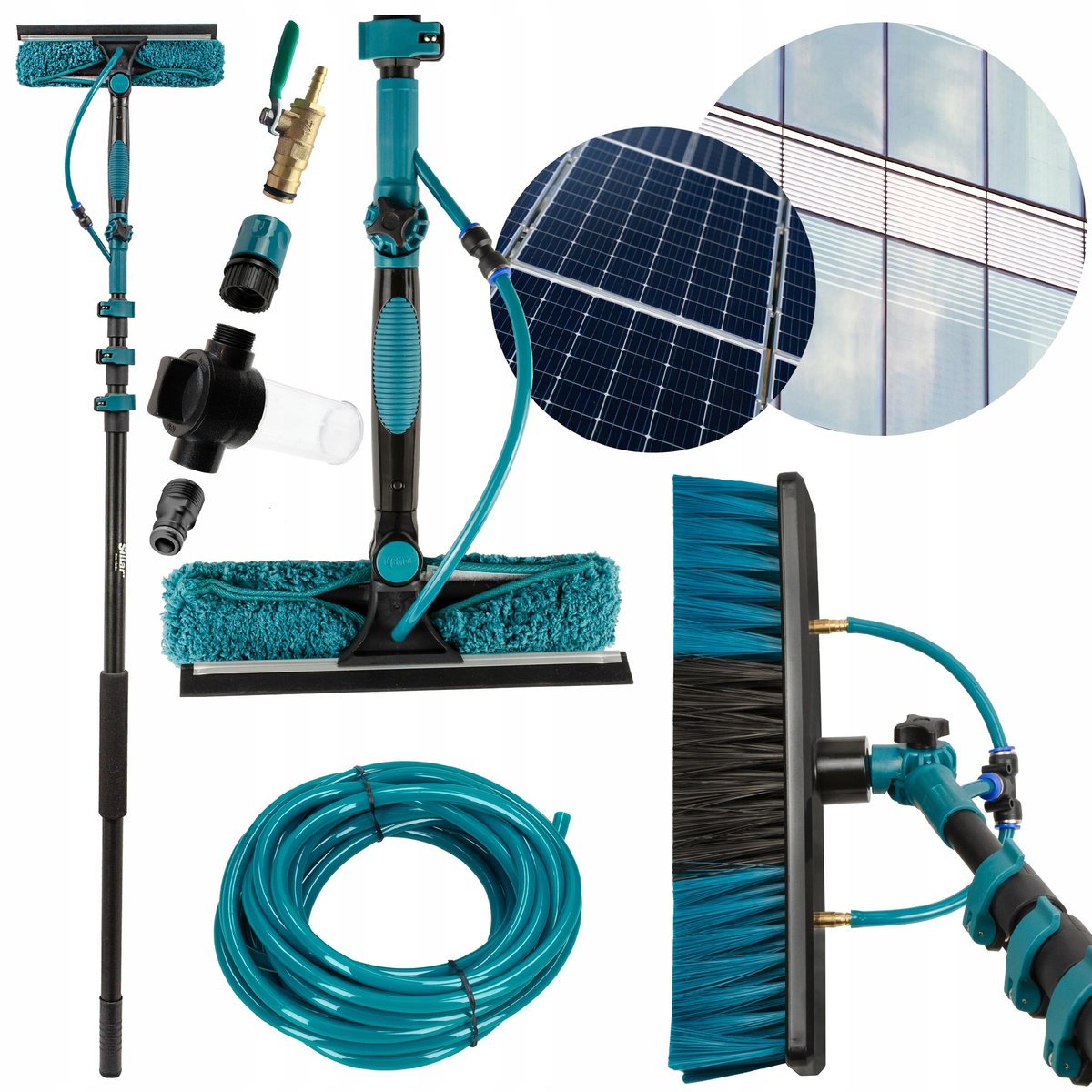 Sillar Sillar Myjka Teleskopowa 3,95M Szczotka Do Mycia Okien Szyb Paneli Bram Dachów