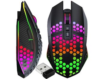 Mysz Myszka Bezprzewodowa Gamingowa Hexagon Led Graczy Podświetlana Sensor - PrzydaSie.pl