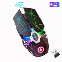 MYSZKA BEZPRZEWODOWA SLIM LED ŁADOWANA RGB BEZKLIKOWA USB 2.4Ghz AKUMULATOR Mobilari