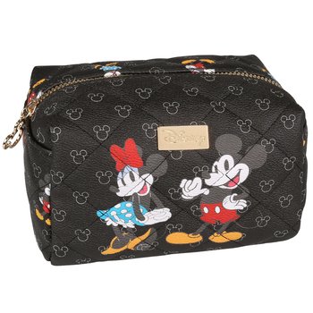 Myszka Mickey i Minnie Czarna kosmetyczka damska, pikowana, pojemna 17x12x11 cm - inna