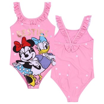 Myszka Minnie Disney Jednoczęściowy strój kąpielowy dziewczęcy, różowy, groszki - Disney