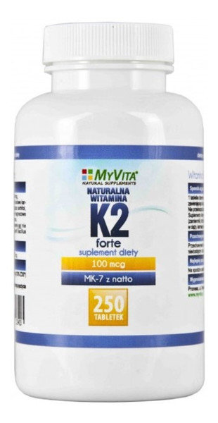 Фото - Вітаміни й мінерали K2 Suplement diety, MyVita, Witamina  forte + mk-7 z natto, 250 tabletek 