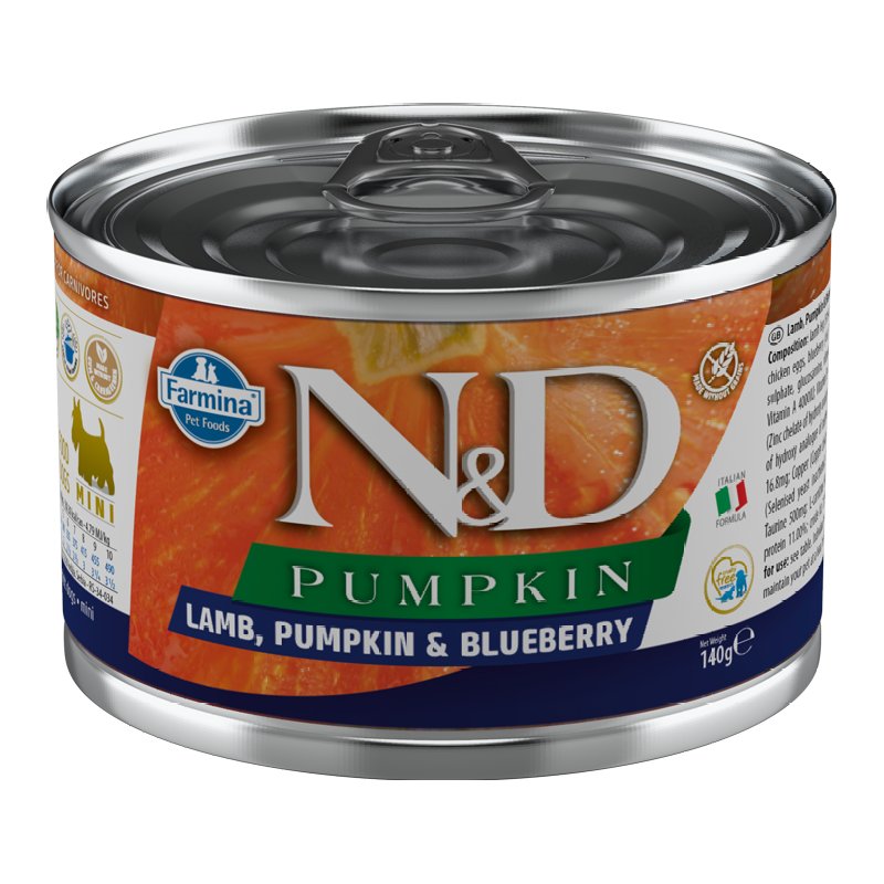 Image showcasing N&D Dog Lamb Pumpkin Blueberry 140g Psy dorosłe - jagnięcina, dynia i ...