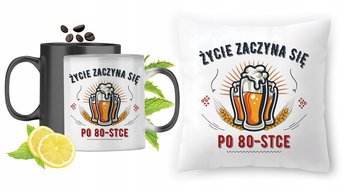 Na Urodziny 80 80te Zestaw Kubek Magiczny + Poduszka z Nadrukiem ze Zdjęcie - PoliDraw