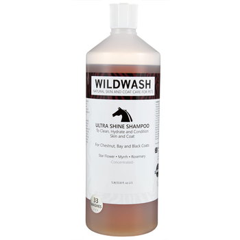 Nabłyszczający szampon dla koni o sierści kasztanowej gniadej karej WildWash Horse Ultra Shine (1L)