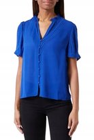NAF NAF NIEBIESKA BLUZKA Z PLISOWANYMI RĘKAWAMI I STÓJKĄ 40 J9A Naf Naf