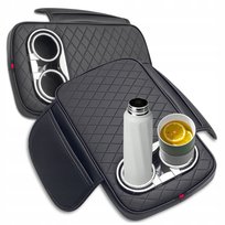 Nakładka na podłokietnik samochodowy skórzana z kieszenią i uchwytami