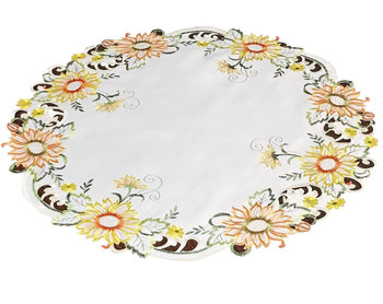 Nakładka z haftem, 60cm, biała w kwiaty, OH-191-A - Dekorart