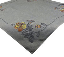Nakładka z haftem, 85x85, szara w liście, OH-154-B