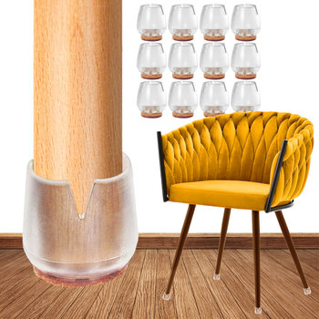 Nakładki Silikonowe Na Nogi Krzesła Mebli Z Filcem 16 Szt. Ochronne Nasadki 25-29 mm - JUST-DEAL