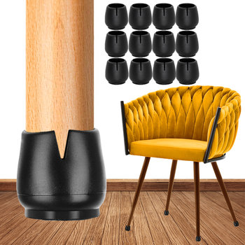 Nakładki Silikonowe Na Nogi Krzesła Z Filcem 16 Szt. Czarne Ochronne Nasadki 25-29 mm - JUST-DEAL