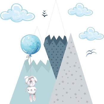 Naklejka dla dzieci - skandynawskie góry i latające króliki - MagicalRoom