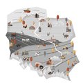 Naklejka mapa Polski szara, 150x100 - Yellow Tipi